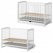 Łóżeczka i kojce - 2w1 łóżeczko dostawne Andrzej 3 szuflada białe 120x60(67) drewno sosnowe - miniaturka - grafika 1