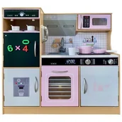 Zabawki AGD - Kuchnia Drewniana Dla Dzieci Podświetlane Palniki 87X30X83,5 Cm Naturalna - miniaturka - grafika 1