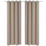 Zasłony - vidaXL Zasłony zaciemniające z kółkami, 2 szt., 135x175 cm, kremowe - miniaturka - grafika 1