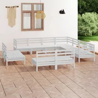 Meble ogrodowe - vidaXL 11-cz zestaw wypoczynkowy do ogrodu biały drewno sosnowe 3083155 - miniaturka - grafika 1