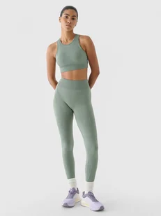 Damskie legginsy treningowe bezszwowe 4F x Anna Lewandowska 4FALSAW24TFTIF345 - zielone - 4F x AL - Spodnie sportowe damskie - miniaturka - grafika 1