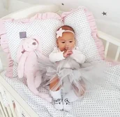 Pościel dla dzieci - Pościel biała w kropki z różową falbanką bawełna 100% różne rozmiary - miniaturka - grafika 1