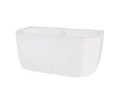 Wanny - Besco Wanna przyścienna Volya 160x75 cm kompozyt biały połysk syfon z napełnieniem przez przelew chrom WKV-160-WSO - miniaturka - grafika 1