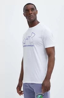 Koszulki męskie - Under Armour t-shirt męski kolor biały wzorzysty - grafika 1