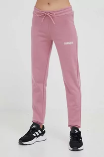 Spodnie damskie - Napapijri spodnie dresowe kolor różowy gładkie - grafika 1