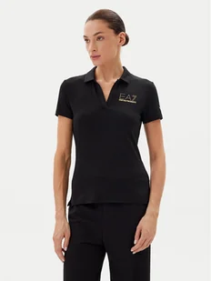 EA7 Emporio Armani Polo 7W000266 AF12500 UC001 Czarny Regular Fit - Koszulki i topy damskie - miniaturka - grafika 1