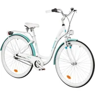 Rowery - Rower miejski INDIANA Moena A7B 28 cali damski Biało-lazurowy + Koszyk na rower VÖGEL VKS-105 Stalowy - miniaturka - grafika 1