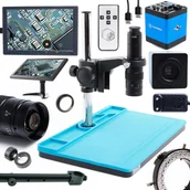 Mikroskopy i lupy - Mikroskop cyfrowy 10A Regulowane oświetlenie 60XLED wyświetlacz 10' Uchwyt do wyświetlacza Silikonowa baza Kamera Blue Lagoon - miniaturka - grafika 1