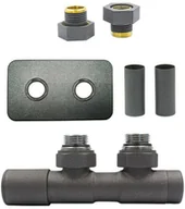 Zawory i kraniki - Zawór regulacyjny 50mm TWINS grafit strukturalny lewy GZ1/2 All in One rozeta zespolona prostokątna - miniaturka - grafika 1