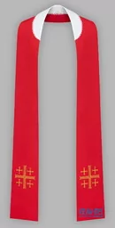 Czerwona stuła haftowana - wąska jednostronna - Szaty liturgiczne - miniaturka - grafika 1
