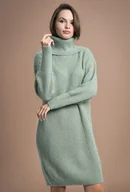 Sukienki - Miętowa swetrowa sukienka z golfem - Femestage - miniaturka - grafika 1