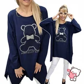 Bluzki damskie - TUNIKA DAMSKA MISIU cyrkonie błyszcząca wygodna dłuższa bluza 54 56 7XL 8XL - miniaturka - grafika 1