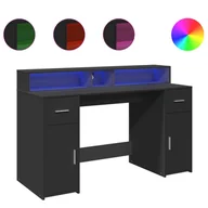 Biurka - vidaXL Biurko z podświetleniem LED, czarne, 140x55x91 cm - miniaturka - grafika 1