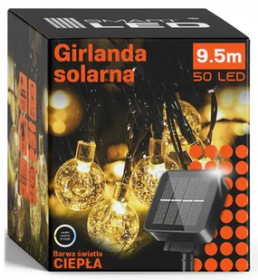 Lampki Solarne Girlanda Solarna Ogrodowa 50x Żarówka LED na Balkon 9m IP67 - Lampy ogrodowe - miniaturka - grafika 1