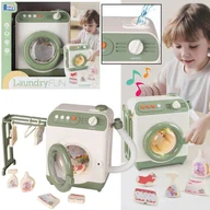 Zabawki interaktywne dla dzieci - INTERAKTYWNA zabawkowa PRALKA z akcesoriami, AUTOMAT dla dzieci, RUCHOMY bęben, ŚWIATŁO, DZWIĘK 3+ - miniaturka - grafika 1
