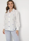 Koszule damskie - Biała Koszula z Bawełny Ozdobiona Sercami Aslotis - miniaturka - grafika 1