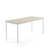 Meble do szkół i przedszkoli - Stół SONITUS PLUS, 1800x800x760 mm, laminat HPL jesion, redukcja hałasu, biały - miniaturka - grafika 1