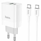Ładowarki do telefonów - HOCO Ładowarka sieciowa C80A PD 20W QC3.0 + Kabel USB-C Biały - miniaturka - grafika 1