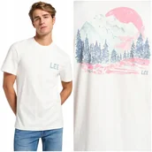 Koszulki męskie - Lee RELAXED GRAPHIC TEE Ecru luźna koszulka bawełniana męska nadruk M - miniaturka - grafika 1