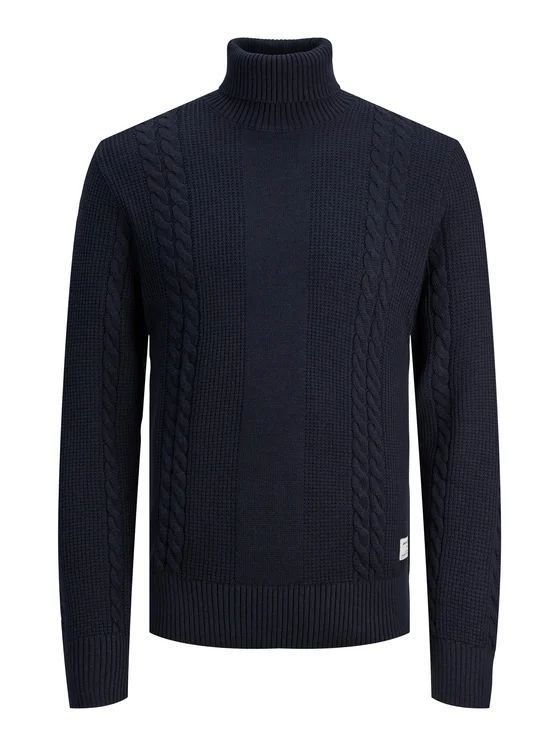 maglie uomo jack and jones 12242944 grid cable roll navy blazer