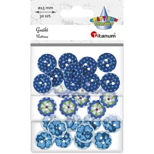 Guziki plastikowe okrągłe 15mm niebies mix 30szt - Titanum - Zabawki kreatywne - miniaturka - grafika 2