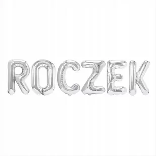 Balon Foliowy Napis Roczek Srebrny Urodziny Tort - Baby shower i roczek - miniaturka - grafika 1
