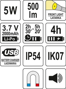 LATARKA ROBOCZA 500LM, LI-PO 3,7V 2000MAH, 3W1 - Latarki - miniaturka - grafika 3