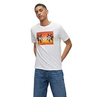 Koszulki męskie - HUGO Męski T-shirt Dulive_U232, White100, XXL, White100, XXL - miniaturka - grafika 1