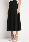 Spódnice - Czarna Gładka Spódnica Maxi z Gumką w Pasie i Klamrą Orirsa - miniaturka - grafika 1