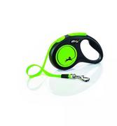 Smycze dla psów - Flexi Smycz automatyczna New Neon S taśma 5 m kol. zielony - miniaturka - grafika 1