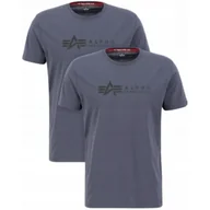Odzież taktyczna i umundurowanie - Koszulki Alpha Industries Alpha Label T 2 Pack 118534 412 - Greyblack / Black M - miniaturka - grafika 1