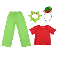 Stroje karnawałowe - ZESTAW ELF CZERWONO-ZIELONY 134-140 5el - miniaturka - grafika 1