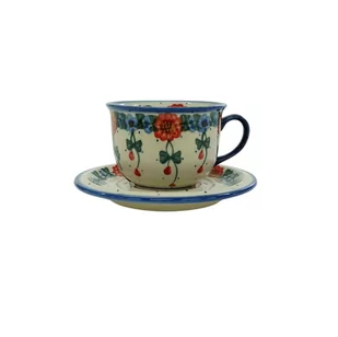 Ceramiczna filiżanka i spodek Ceramika Bolesławiec - Filiżanki - miniaturka - grafika 1