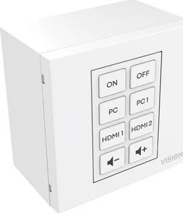 Vision VISION Techconnect Faceplate Steuermodul - LEBENSLANGE GARANTIE - 8 Tasten - lernt Infrarot-Fernbedienungscodes von anderen Fernbedienungen - unterstutzt RS-232, 12V-Ausloser, Planung - mehrere Befehle pro Taste - Doppelraummodul - 1-fach britisch - Inne akcesoria audio-wideo - miniaturka - grafika 1