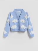 Swetry dla dziewczynek - Reserved - Kardigan we wzory - jasnoniebieski - miniaturka - grafika 1