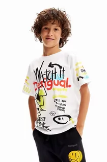 Koszulki dla chłopców - Desigual t-shirt bawełniany dziecięcy kolor biały wzorzysty - grafika 1
