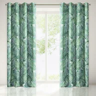 Zasłony - Zasłona gotowa na przelotkach 140x250 Saloma biała zielona liście palmy - miniaturka - grafika 1