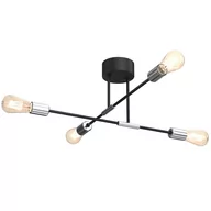 Lampy sufitowe - Luminex Flame 3909 lampa wisząca zwis 4x60W E27 czarna/chromowana - miniaturka - grafika 1