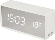 Zegary - Zegar i budzik Silver Mirror LED Wood biały - miniaturka - grafika 1