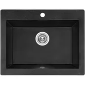 Zlewozmywaki - Komodo - zlewozmywak granitowy 1-komorowy czarny Laveo LAV-20463 - miniaturka - grafika 1