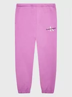 Spodnie i spodenki dla dziewczynek - Calvin Klein Jeans Spodnie dresowe Monogram Off Placed IG0IG01854 Fioletowy Relaxed Fit - miniaturka - grafika 1