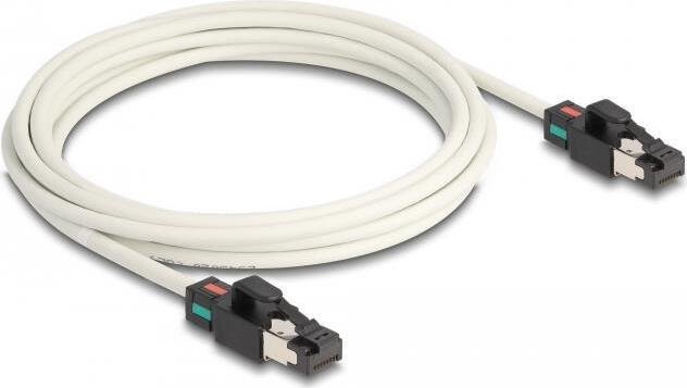 Kabel sieciowy Delock RJ45 męski do męskiego Cat.6A S/FTP z obrotowym kodowaniem kolorystycznym 3 m biały (80171)