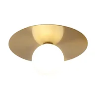 Lampy sufitowe - Sombre - nowoczesny plafon 35 cm mleczna kula złoty mosiądz - miniaturka - grafika 1