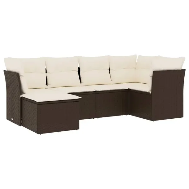Zestaw mebli ogrodowych z rattanem PE brązowy, wymiary 234 x 124 x 69 cm