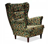 Fotele - Fotel Uszak skandynawski PAWIE OKO oczko ZIELEŃ - miniaturka - grafika 1