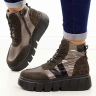 Botki damskie - Brązowe botki damskie na platformie Vinceza 58562 - miniaturka - grafika 1