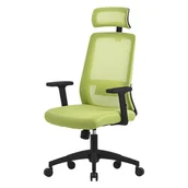 Fotele i krzesła biurowe - Krzesło biurowe ML-Design ergonomiczne, zielone, siatkowe, krzesło do biurka z regulowanym zagłówkiem, podłokietnikami, podparciem lędźwiowym - miniaturka - grafika 1