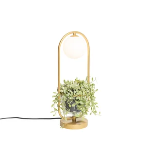QAZQA Lampa stołowa art deco złota z białym szkłem - Isabella - Lampy stojące - miniaturka - grafika 1