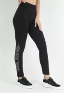Legginsy - Czarne Legginsy z Nadrukiem i Gumką w Pasie Kamrii - miniaturka - grafika 1