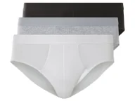 Majtki męskie - LIVERGY® Slipy męskie z bawełny, 3 pary (8/XXL, Czarny/ szary/ biały) - miniaturka - grafika 1